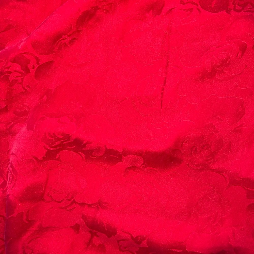 Vintage 80’s GEOFFREY CRAIG Red Floral Silk Skirt - Size Small - Picture 4 of 6